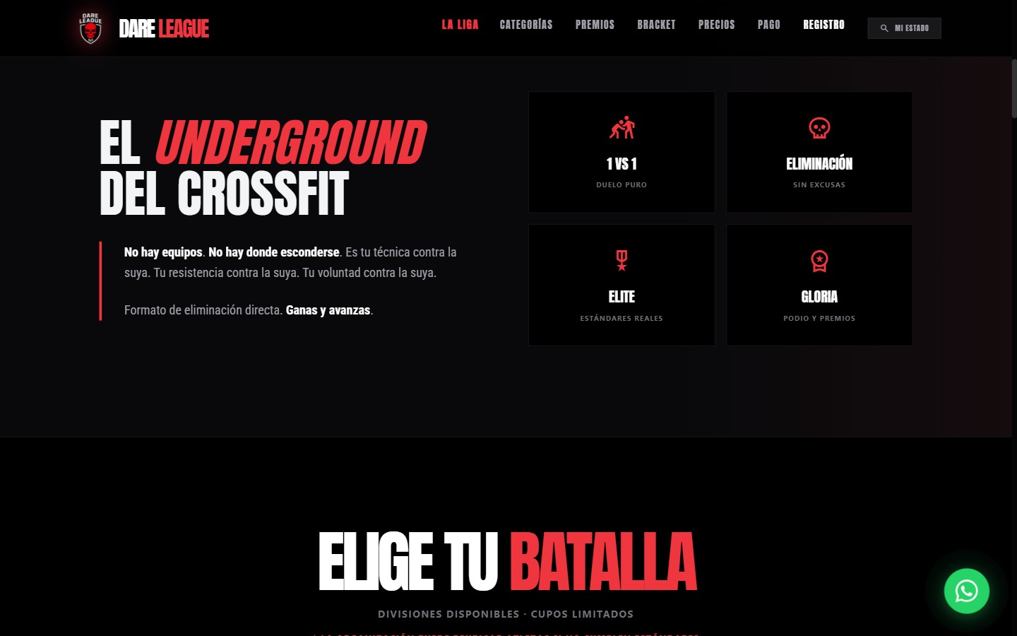 Otra vista del portal de Dare League